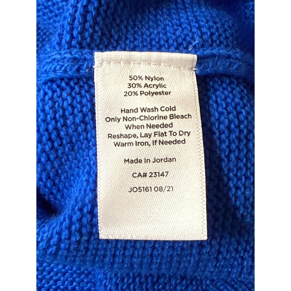 Talbots Royal Blue Ruffle Mock Neck Ribbed Knit Sweater Large - Picture 5 of 5